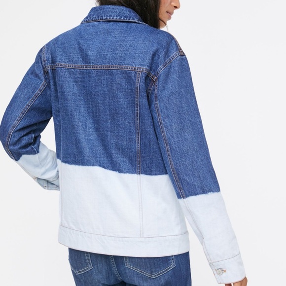 NWT Anthropologie Avec Les Filles Evanna Dip-Dyed Denim Trucker Jacket Large - Picture 3 of 4